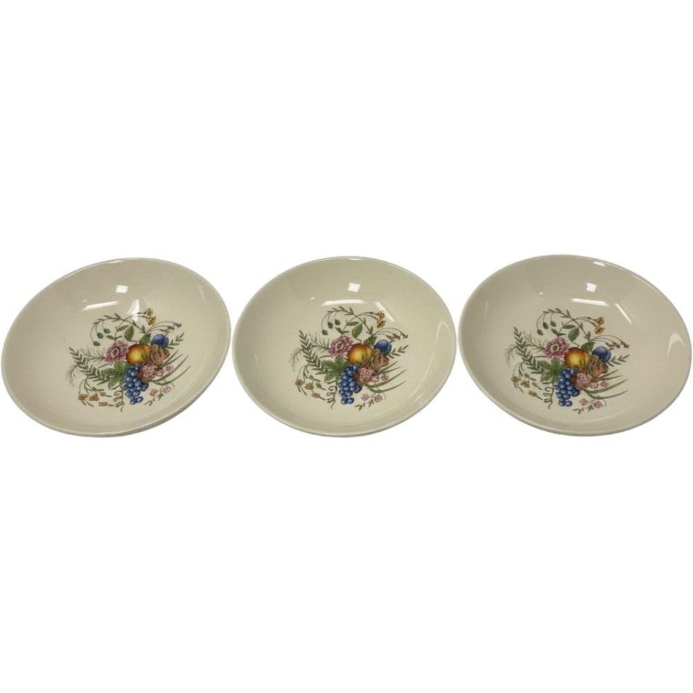 Vintage Universal Potteries Ballerina Fruit Floral Bowls Set of 3 Oven Proof 6in